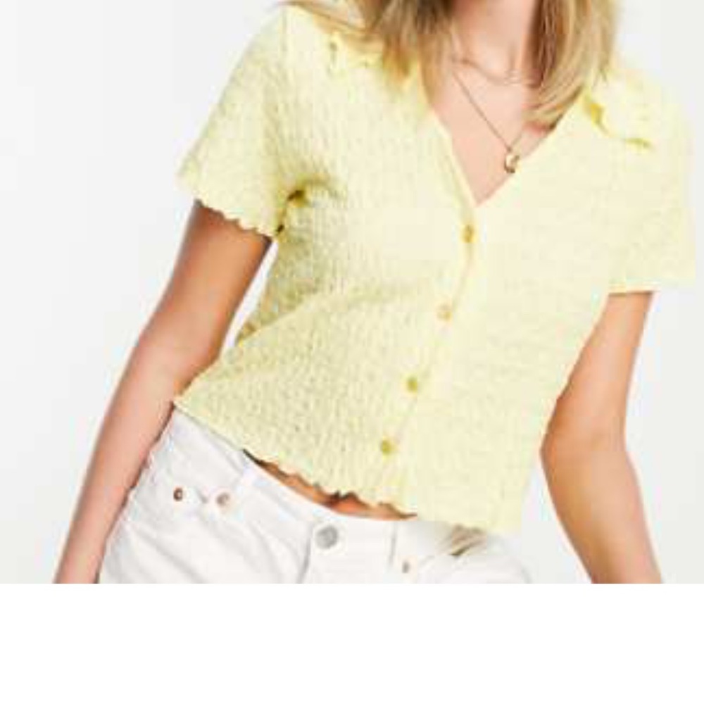 Monki Light Yellow Textured Blouse